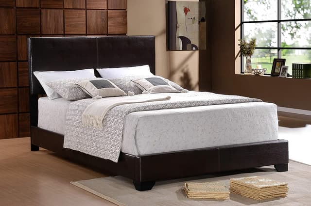 Crown Mark Erin Upholstered Panel Bed in Black, California King